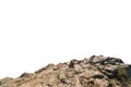 Rock mountain slope or top foreground close-up isolated on white background. Element for matte painting, copy space.