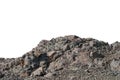 Rock mountain slope or top foreground close-up isolated on white background. Element for matte painting, copy space.