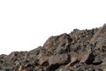 Rock mountain slope or top foreground close-up isolated on white background. Element for matte painting, copy space.