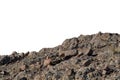 Rock mountain slope or top foreground close-up isolated on white background. Element for matte painting, copy space.