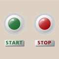 Start and stop button on control panel main machine operation, manufacturing industrial Royalty Free Stock Photo