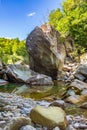 Rock in muntain river Royalty Free Stock Photo