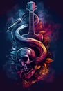 Rock music background. Rock poster. Background for music festival or concert poster or flyer, design template Royalty Free Stock Photo