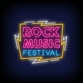 Rock Music Festival Neon Signs Style Text Vector Royalty Free Stock Photo