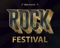Rock music festival poster, hipster rock-n-roll vintage label graphic design. Vector Royalty Free Stock Photo