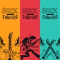 Rock Music Forever Set Creative Colorful Banners Royalty Free Stock Photo