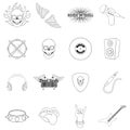 Rock music icon set outline