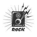 Rock music loud speaker logo in black and white colors Royalty Free Stock Photo