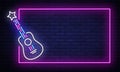 Rock Music neon sign vector. Neon Frame Rock Star Design template, light banner, night signboard, nightly bright