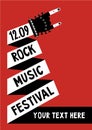 Rock music poster with hand. Billboard template Royalty Free Stock Photo
