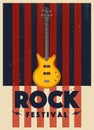 Rock music poster. Old school party. Cartoon vector illustration. Royalty Free Stock Photo