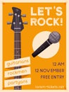 Rock music poster. Old school party. Cartoon vector illustration. Royalty Free Stock Photo