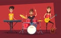 Rock music poster. Old school party. Cartoon vector illustration. Royalty Free Stock Photo