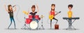 Rock music set. Old school party. Cartoon vector illustration. Royalty Free Stock Photo