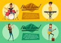 Rock music set. Old school party. Cartoon vector illustration. Royalty Free Stock Photo