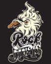 Rock music. Vector hand drawn illustration of crazy bird