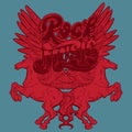 Rock music. Vector hand drawn illustration of Pegasus