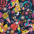 Rock n roll doodle vector seamless pattern Royalty Free Stock Photo