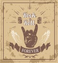 Rock n roll Forever Ribbon Vector Illustration