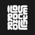 Rock n Roll lettering. T-shirt fashion Design. Template for banner, sticker, concert flyer, music label, sound emblem, poster Royalty Free Stock Photo