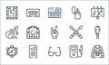 Rock n roll line icons. linear set. quality vector line set such as jukebox, sunglasses, tambourine, mp player, loudspeaker,