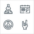 rock n roll line icons. linear set. quality vector line set such as rock, peace, calendar
