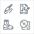 rock n roll line icons. linear set. quality vector line set such as vinyl, boots, music files