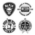 Rock n roll music vintage emblems, labels, badges Royalty Free Stock Photo