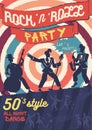 Rock n roll poster flat vector template