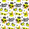 Rock n Roll seamless pattern. print for textiles, backgrounds, printing. Grunge style, hand lettered, vector Royalty Free Stock Photo