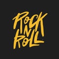 Rock n Roll vector brush lettering inscription. Handwrittern typography print for card, banner, t-shirt, poster Royalty Free Stock Photo