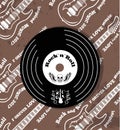 Rock n roll Vinyl and Skull Vector Illustration Royalty Free Stock Photo