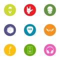 Rock news icons set, flat style Royalty Free Stock Photo