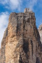 Rock face of Drei Zinnen or Tre Cime di Lavaredo - Dolomites Italian Alps Royalty Free Stock Photo