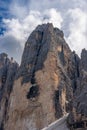 Rock face of Drei Zinnen or Tre Cime di Lavaredo - Dolomites Italian Alps Royalty Free Stock Photo