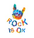 Rock is ok. Hand sign of horns. Royalty Free Stock Photo