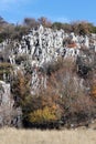 Rock outcroppings in autumn, sunny day Royalty Free Stock Photo