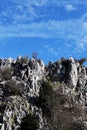 Rock outcroppings in autumn, sunny day Royalty Free Stock Photo