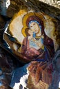 Rock painting of virgin mary and jesus