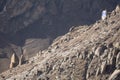 Rock paintins of ladders  at Sera monastery tibet Royalty Free Stock Photo