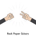 Rock Paper Scisors for it sign.Hand of businessmans with Rock Pa