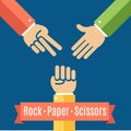 Rock Paper and Scissor Game Flat. Vector