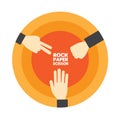 Rock Paper Scissor with orange background