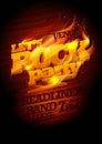 Rock party design with burning headline text