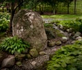 Rock and Path in Japanese Garden Royalty Free Stock Photo