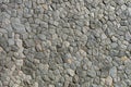 Rock pattern gray color and Mos plant of modern style design decorative uneven cracked real stone wall surface with cement japan Royalty Free Stock Photo