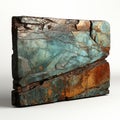 Hyperrealistic Landscape: Blue And Brown Stone With Yellow Edges