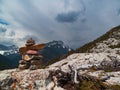 rock piles or cairns on hiking trails