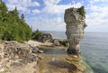 Rock pillar rise from the waters of Georgian Bay on Flowerpot island in Fathom Five National Marine Park, Lake Huron