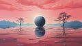 Surreal Global Warming: Realistic 3d Art Of Abstract Blue Ball In Optical Illusion Style